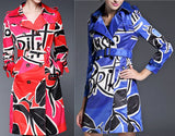 Book Cover Print Trench Coat in Red or Blue - DESIGNER INSPIRED FASHIONS