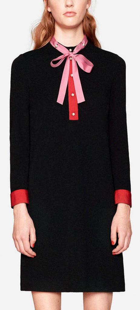 Color Contrast Tie Shirt Dress - DESIGNER INSPIRED FASHIONS