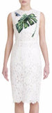 Banana-Leaf Embroidered Butterfly-Applique Lace Sleeveless Dress-White - DESIGNER INSPIRED FASHIONS
