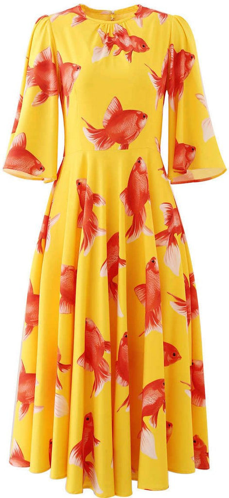 *Extended Sizes* Fish Print Dress