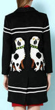 Dog Embroidered Striped Coat in Black - DESIGNER INSPIRED FASHIONS