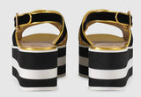 Embroidered Velvet Crossover Platform Sandals