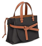 Gate Top Handle Small Bag Black/Pecan Color
