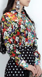 Floral Print Silk Blouse with Tie