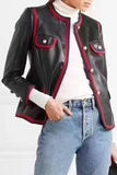Black Napa Leather Jacket with Web Trim