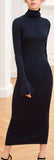 Long Black Knit Turtleneck Dress