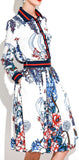 Floral & Logo Printed Shirt & Skirt Set - Black, White or Blue