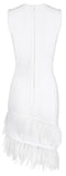 Feather Trimmed Asymmetric Mini Dress, Black or White