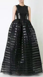 Black Sequin-Embellished Sleeveless Tulle Gown