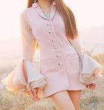Pink Blazer with Long Flared Voile Sleeves