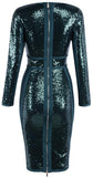 Emerald Green Sequin-Embellished Stretch V-Neck Dress