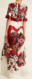 Embellished Rose-Print Organza Gown