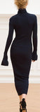 Long Black Knit Turtleneck Dress