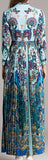 Paisley Peacock Print Dress with Neck-Tie