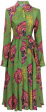 Paisley Print Silk Dress with Sash