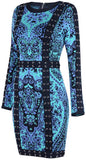 Blue Paisley Lace-Up Stretch Mini Dress