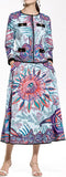 Printed Top & Skirt Set in Blue