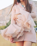 Pink Blazer with Long Flared Voile Sleeves