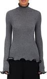 Ruffled Rib Turtleneck Sweater - Dark Blue or Grey