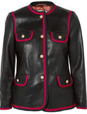 Black Napa Leather Jacket with Web Trim