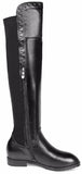 Studded Black Leather Knee Boots