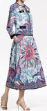 Printed Top & Skirt Set in Blue