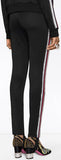 Black Crystal-Beaded Stripe Hoodie & Stirrup Pant Set