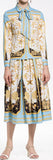Shell & Starfish Printed Shirt with Necktie & Matching Midi Skirt