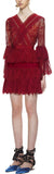 Trimmed Fine Lace Dress in Burgundy