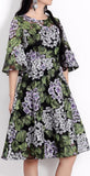 Hydrangea Print Dress with Appliques