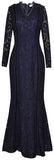 Long Blue Lace-Overlay Gown