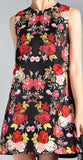 Embellished Floral Black Jacquard Mini Dress