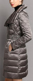 Panelled White Goose Filled Puffer Coat, Silvery Grey or Black