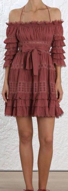 'Corsair' Frill Tier Dress, Red