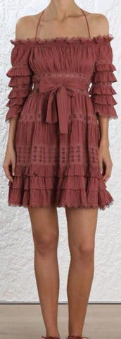 'Corsair' Frill Tier Dress, Red
