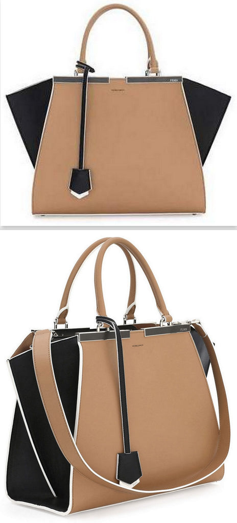 Trois-Jour Petite Bicolor Tote Bag Tan/Black - DESIGNER INSPIRED FASHIONS