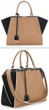 Trois-Jour Petite Bicolor Tote Bag Tan/Black - DESIGNER INSPIRED FASHIONS