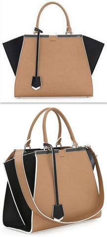 Trois-Jour Petite Bicolor Tote Bag Tan/Black - DESIGNER INSPIRED FASHIONS