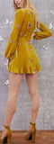 'Papillon' Butterfly-Appliques Mini Dress, Mustard Yellow
