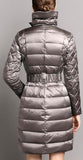 Panelled White Goose Filled Puffer Coat, Silvery Grey or Black