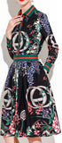Floral & Logo Printed Shirt & Skirt Set - Black, White or Blue