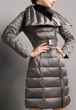 Panelled White Goose Filled Puffer Coat, Silvery Grey or Black