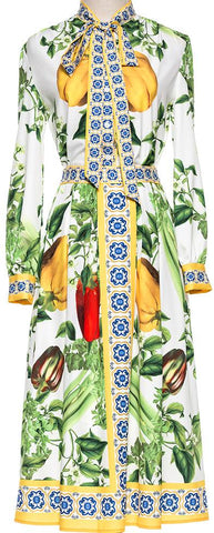 Vegetable Printed Blouse & Skirt Set