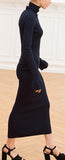 Long Black Knit Turtleneck Dress