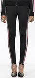 Black Crystal-Beaded Stripe Hoodie & Stirrup Pant Set