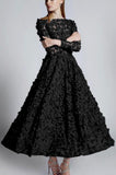 Black Floral-Appliques Gown