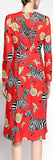 Orange & Zebra Print Dress in Red