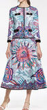 Printed Top & Skirt Set in Blue