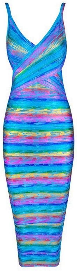 Multicolored Bandage Dress, Blue
