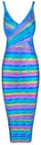 Multicolored Bandage Dress, Blue